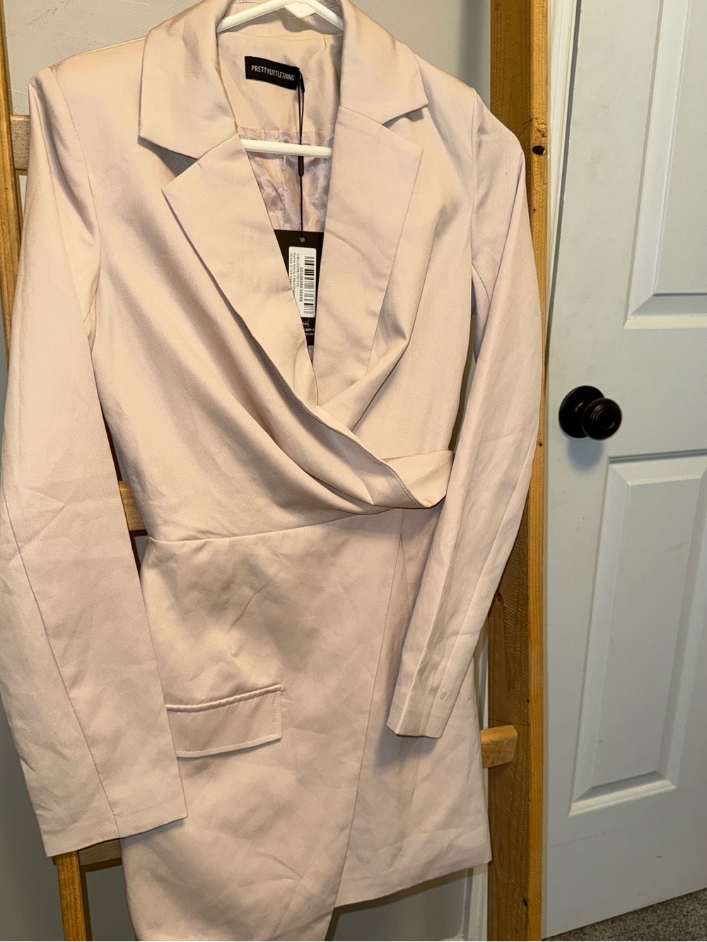 PrettyLittleThing Light Blush Draped Blazer Dress
